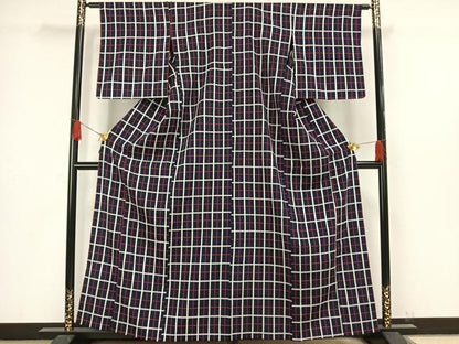 平和屋着物▽お召 単衣 吉野間道 正絹 逸品 AAAW1304fy