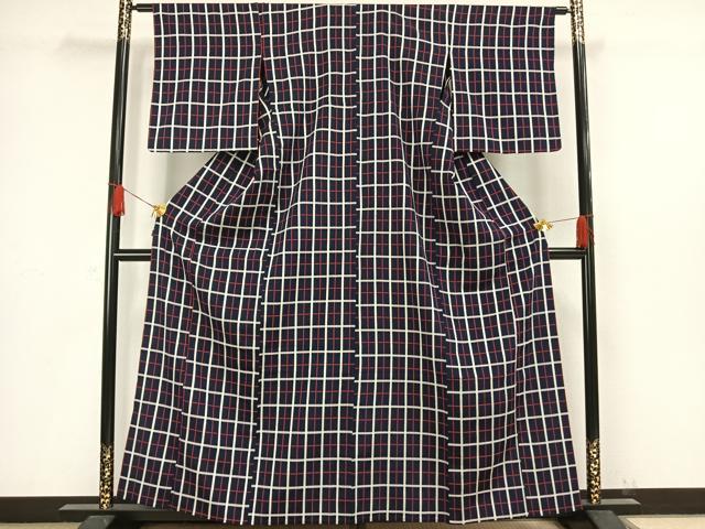 平和屋着物▽お召 単衣 吉野間道 正絹 逸品 AAAW1304fy