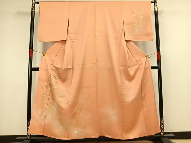 平和屋着物▽金彩友禅　卓越技能者・名工・和田光正　訪問着　単衣　草花文　金銀彩　正絹　逸品　AAAW1307fy