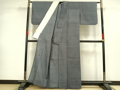 平和屋着物▽染織の名門 しょうざん 生紬 単衣 色無地 錫色 正絹 逸品 AAAW1309fy