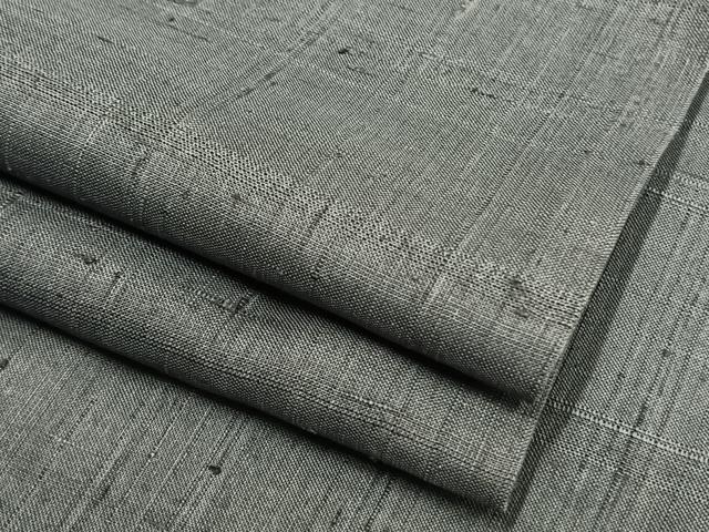 平和屋着物▽染織の名門 しょうざん 生紬 単衣 色無地 錫色 正絹 逸品 AAAW1309fy