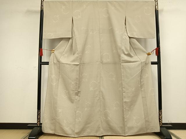 平和屋着物▽本塩沢 単衣 110亀甲 雪輪文 正絹 逸品 AAAW1311fy