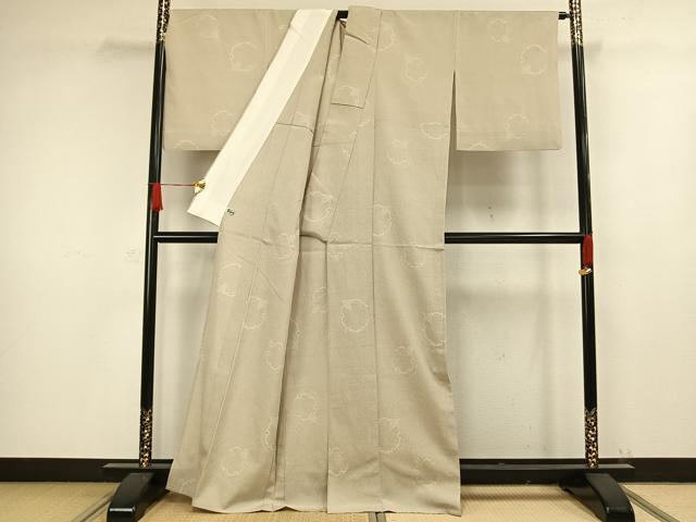 平和屋着物▽本塩沢 単衣 110亀甲 雪輪文 正絹 逸品 AAAW1311fy