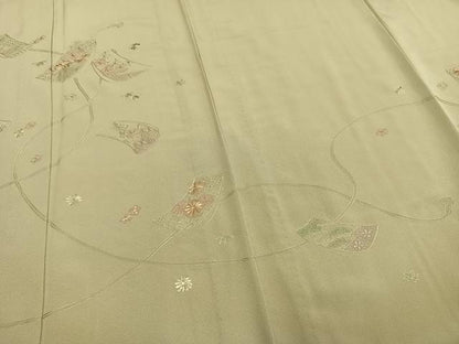平和屋着物▽訪問着 単衣 中国三大刺繍 汕頭刺繍 スワトウ刺繍 短冊花文 正絹 逸品 AAAW1315fy