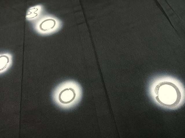 平和屋着物▽訪問着 単衣 本塩沢 丸文 瓢箪 暈し染め 黒地 正絹 逸品 AAAW1316fy