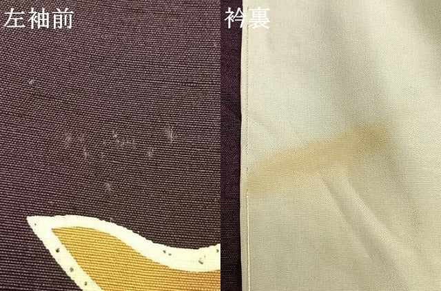 平和屋着物▽上質な小紋 単衣 紬地 型染め 舞蝶文 正絹 逸品 AAAW1320fy