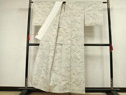 平和屋着物▽上質な紬 単衣 風景文 正絹 逸品 AAAW1321fy