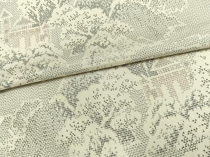 平和屋着物▽上質な紬 単衣 風景文 正絹 逸品 AAAW1321fy