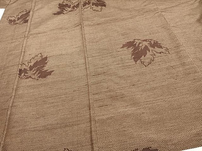 平和屋着物▽上質な紬 単衣 舞葉文 正絹 逸品 AAAW1323fy