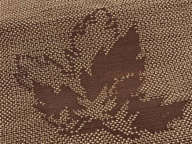 平和屋着物▽上質な紬 単衣 舞葉文 正絹 逸品 AAAW1323fy