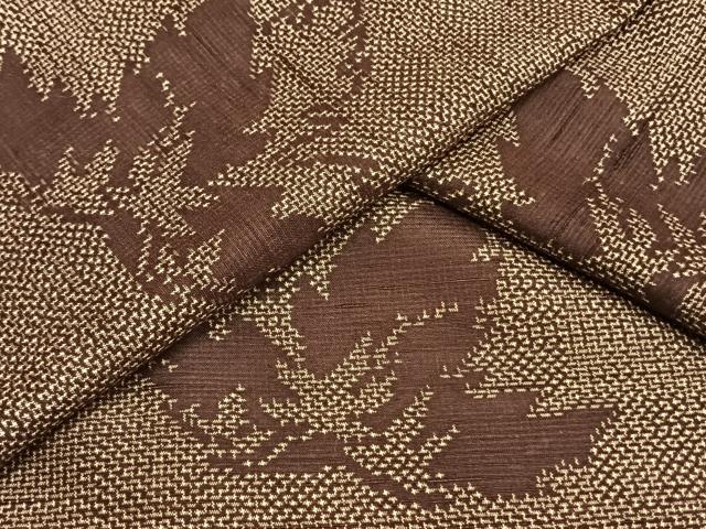 平和屋着物▽上質な紬 単衣 舞葉文 正絹 逸品 AAAW1323fy