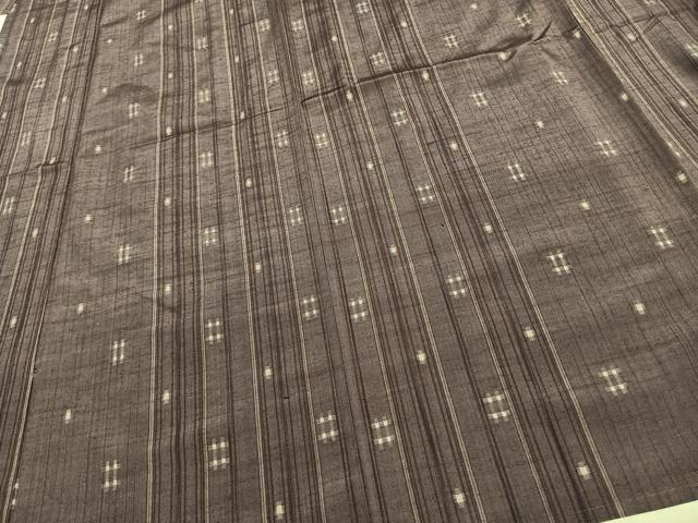平和屋着物▽上質な紬 単衣 縞 正絹 逸品 AAAW1324fy