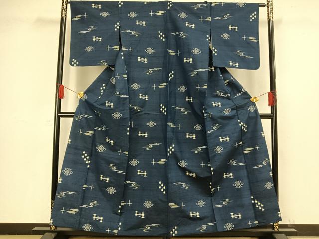 平和屋着物▽上質な紬 単衣 琉球絣 正絹 逸品 AAAW1325fy