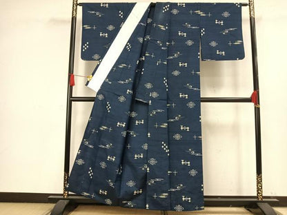 平和屋着物▽上質な紬 単衣 琉球絣 正絹 逸品 AAAW1325fy