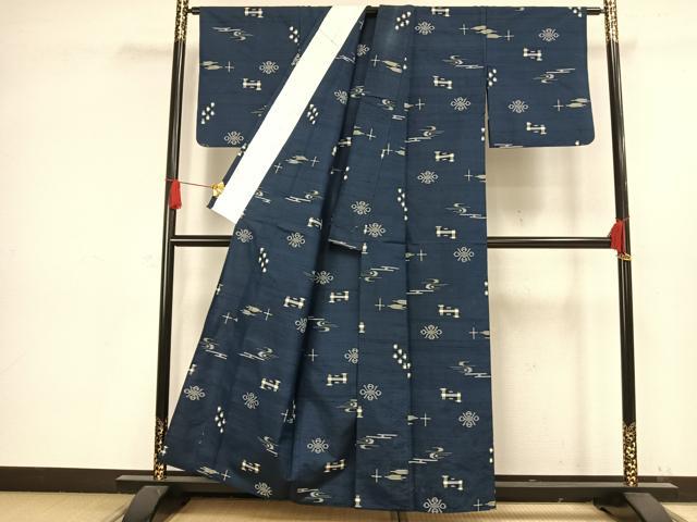 平和屋着物▽上質な紬 単衣 琉球絣 正絹 逸品 AAAW1325fy