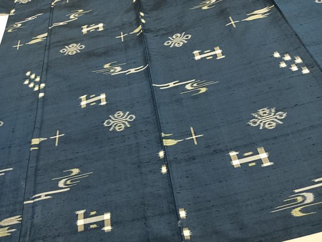 平和屋着物▽上質な紬 単衣 琉球絣 正絹 逸品 AAAW1325fy
