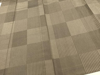 平和屋着物▽本塩沢 単衣 市松文様 正絹 逸品 AAAW1326fy