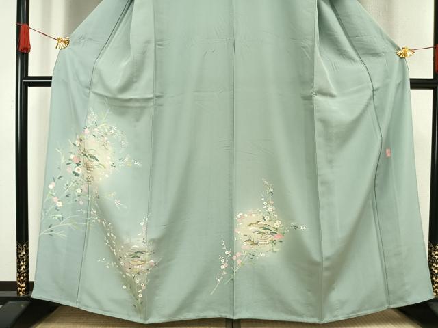 平和屋着物▽訪問着 単衣 友禅 作家物 風景草花文 暈し染め 正絹 逸品 AAAW1327fy
