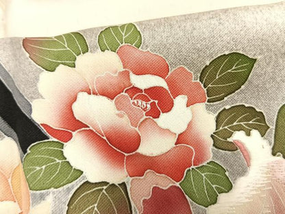 平和屋着物▽訪問着 単衣 刺繍 草花文 暈し染め 銀糸 銀彩 三越扱い 正絹 逸品 AAAW1330fy