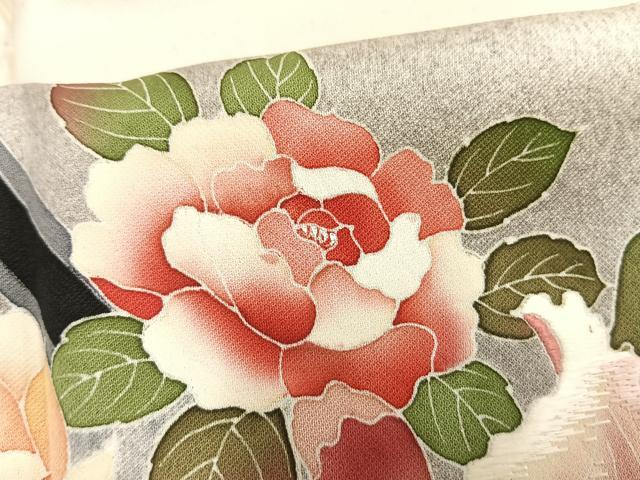 平和屋着物▽訪問着 単衣 刺繍 草花文 暈し染め 銀糸 銀彩 三越扱い 正絹 逸品 AAAW1330fy