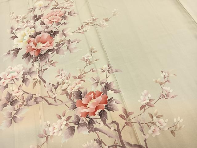 平和屋着物▽訪問着 単衣 友禅 作家物 枝花文 暈し染め 正絹 逸品 未使用 AAAW1331fy