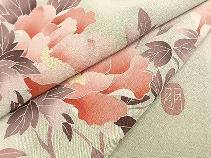平和屋着物▽訪問着 単衣 友禅 作家物 枝花文 暈し染め 正絹 逸品 未使用 AAAW1331fy