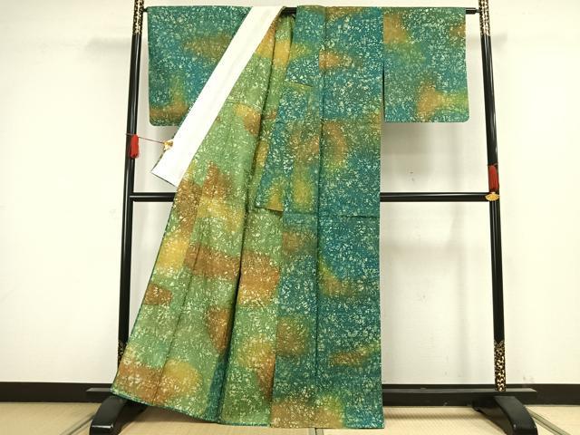 平和屋着物▽上質な紬 単衣 霞文 正絹 逸品 未使用 AAAW1338fy