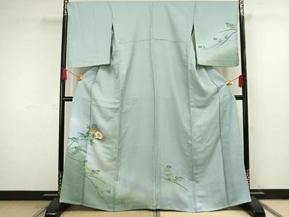平和屋着物▽訪問着 単衣 草花文 暈し染め 金彩 正絹 逸品 未使用 AAAW1340fy