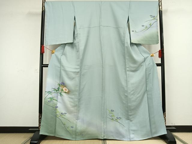 平和屋着物▽訪問着 単衣 草花文 暈し染め 金彩 正絹 逸品 未使用 AAAW1340fy