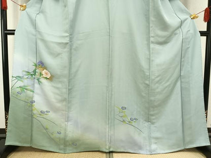 平和屋着物▽訪問着 単衣 草花文 暈し染め 金彩 正絹 逸品 未使用 AAAW1340fy