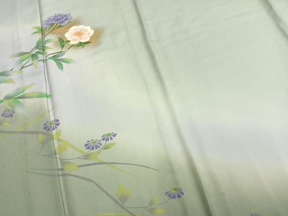 平和屋着物▽訪問着 単衣 草花文 暈し染め 金彩 正絹 逸品 未使用 AAAW1340fy