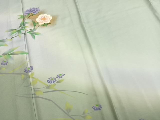 平和屋着物▽訪問着 単衣 草花文 暈し染め 金彩 正絹 逸品 未使用 AAAW1340fy