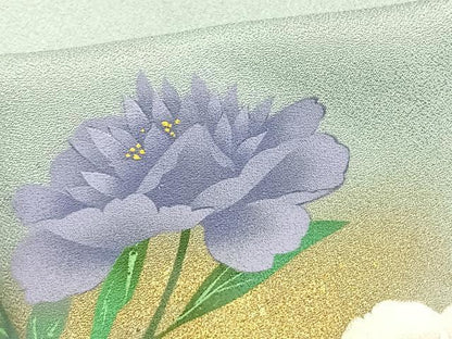 平和屋着物▽訪問着 単衣 草花文 暈し染め 金彩 正絹 逸品 未使用 AAAW1340fy