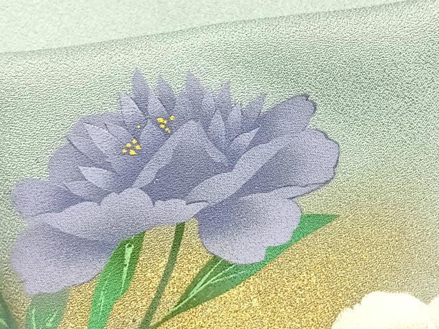 平和屋着物▽訪問着 単衣 草花文 暈し染め 金彩 正絹 逸品 未使用 AAAW1340fy