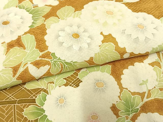 平和屋着物▽訪問着　単衣　刺繍　草花文　正絹　逸品　AAAW1342fy
