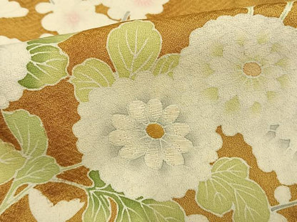 平和屋着物▽訪問着　単衣　刺繍　草花文　正絹　逸品　AAAW1342fy