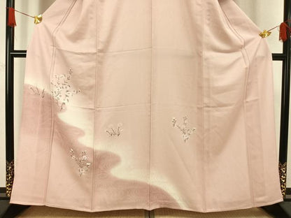 平和屋着物▽訪問着　単衣　草花文　銀彩　正絹　逸品　未使用　AAAW1344fy