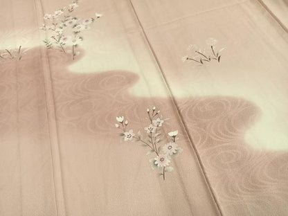 平和屋着物▽訪問着　単衣　草花文　銀彩　正絹　逸品　未使用　AAAW1344fy