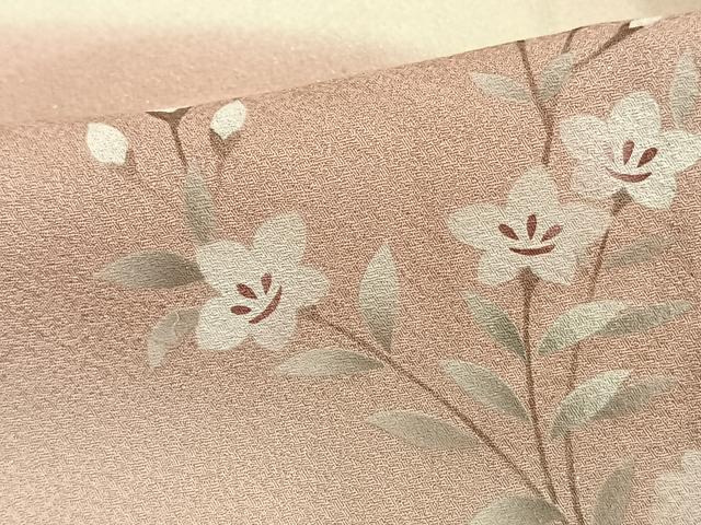 平和屋着物▽訪問着　単衣　草花文　銀彩　正絹　逸品　未使用　AAAW1344fy