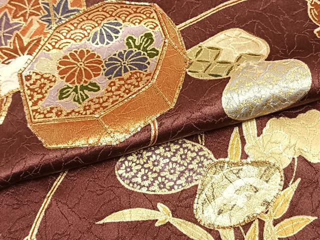 平和屋着物▽訪問着　単衣　駒刺繍　貝桶文　金彩　正絹　逸品　AAAW1346fy