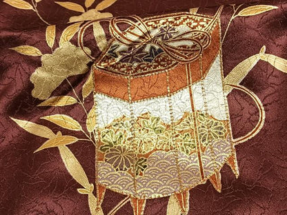 平和屋着物▽訪問着　単衣　駒刺繍　貝桶文　金彩　正絹　逸品　AAAW1346fy