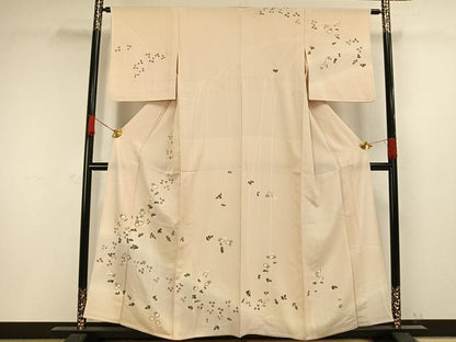 平和屋着物▽訪問着 単衣 刺繍 中国三大刺繍 相良刺繍 草花文 金糸 正絹 逸品 AAAW1348fy