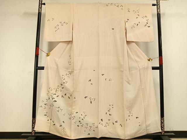 平和屋着物▽訪問着 単衣 刺繍 中国三大刺繍 相良刺繍 草花文 金糸 正絹 逸品 AAAW1348fy