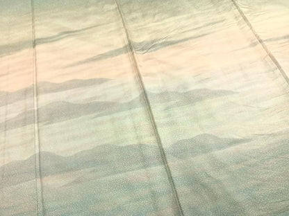 平和屋着物▽訪問着 単衣 本場染大島紬 風景文 正絹 逸品 AAAW1349fy