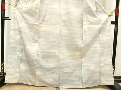 平和屋着物▽訪問着 単衣 紬地 霞文 正絹 逸品 AAAW1352fy