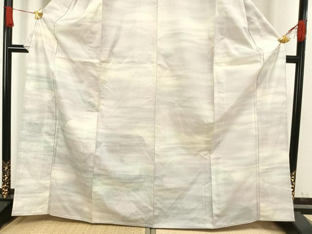 平和屋着物▽訪問着 単衣 紬地 霞文 正絹 逸品 AAAW1352fy