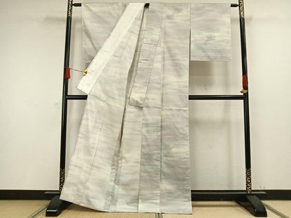 平和屋着物▽訪問着 単衣 紬地 霞文 正絹 逸品 AAAW1352fy