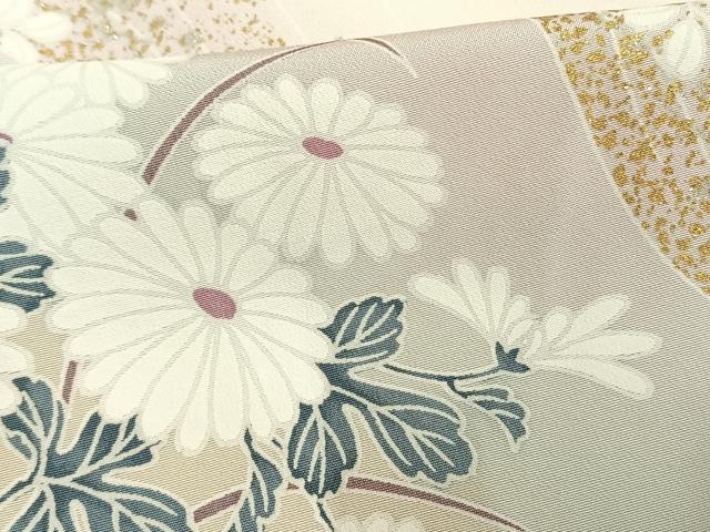 平和屋着物▽訪問着 単衣 友禅 草花文 金銀彩 正絹 逸品 AAAW1354fy