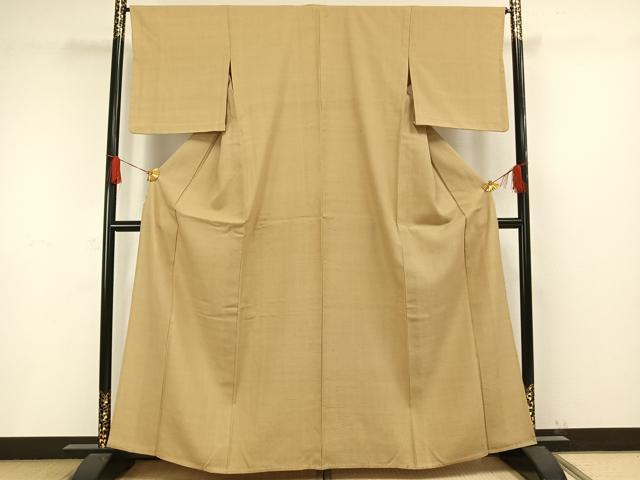 平和屋着物▽上質な紬 単衣 色無地 枯色 正絹 逸品 AAAW1355fy