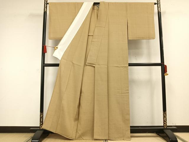 平和屋着物▽上質な紬 単衣 色無地 枯色 正絹 逸品 AAAW1355fy